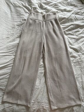 Abercrombie & Fitch Cream Wide-Leg Knit Pants